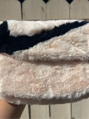 Plush Faux Fur Clutch - Blush and Black